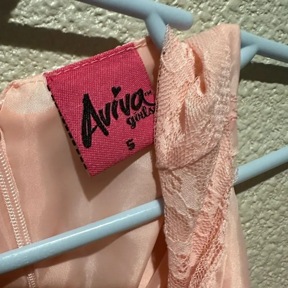 NWT Aviva Pink Girl Lace Style Dress Size 5
